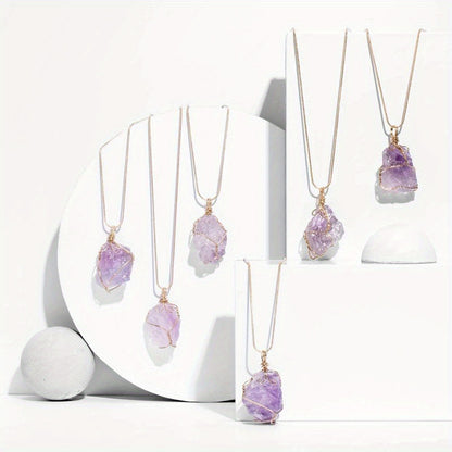 3 Pcs Natural Rock Quartz Pendant Necklace - MysticPavilion