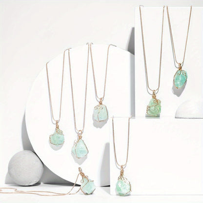 3 Pcs Natural Rock Quartz Pendant Necklace - MysticPavilion