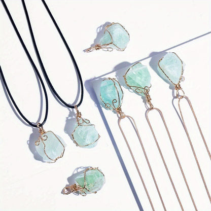 3 Pcs Natural Rock Quartz Pendant Necklace - MysticPavilion