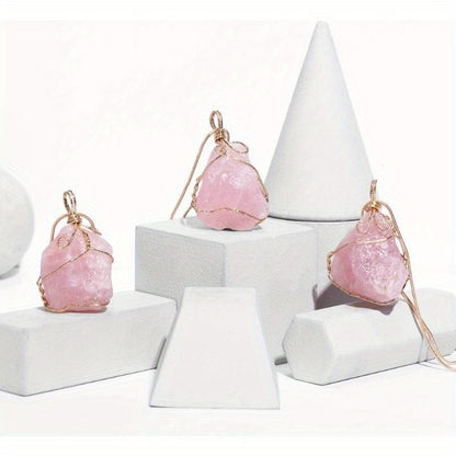 3 Pcs Natural Rock Quartz Pendant Necklace - MysticPavilion