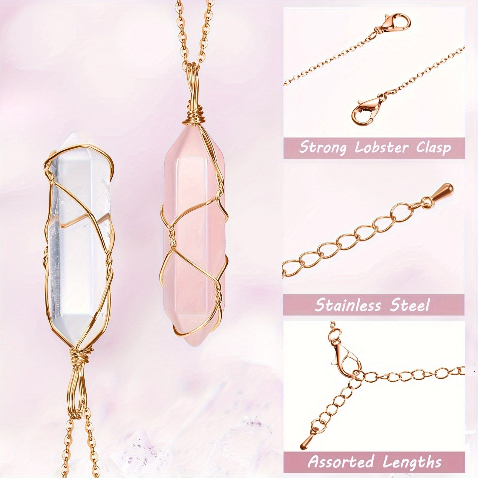 5 Pcs Natural Stone Crystal Necklace Set For Chakra Healing - MysticPavilion