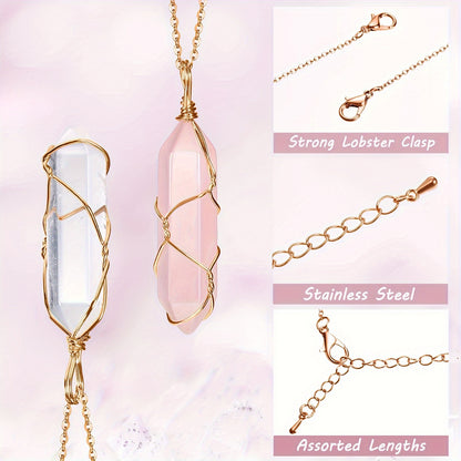 5 Pcs Natural Stone Crystal Necklace Set For Chakra Healing - MysticPavilion