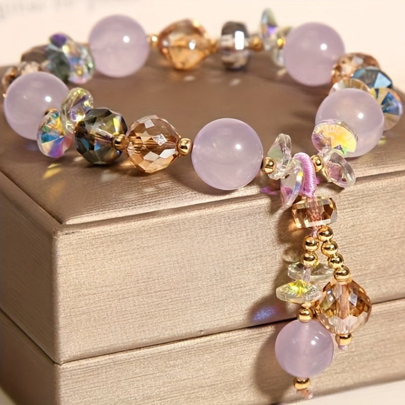1Pc Amethyst & Rose Quartz Beaded Bracelet for Love & Healing - MysticPavilion