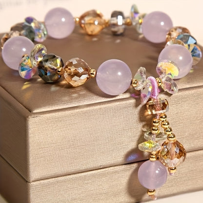 1Pc Amethyst & Rose Quartz Beaded Bracelet for Love & Healing - MysticPavilion