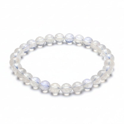 Natural Blue Light Moonstone Rainbow Crystal Beads Bracelet for Intuition, Balance, and Love - MysticPavilion