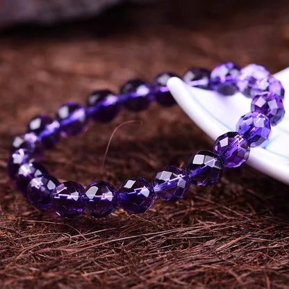 Amethyst Cut Faceted Round Beads Bracelet - MysticPavilion