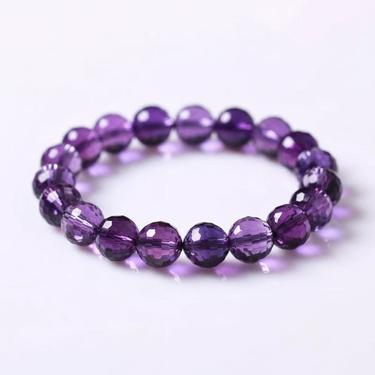 Amethyst Cut Faceted Round Beads Bracelet - MysticPavilion