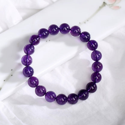 Purple Amethyst Round Beads Bracelet for Happiness - MysticPavilion