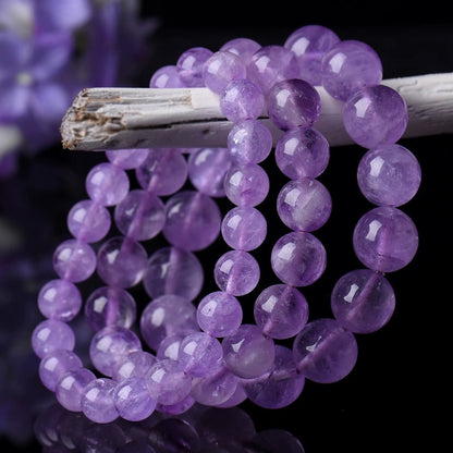 Purple Amethyst Round Beads Bracelet for Happiness - MysticPavilion
