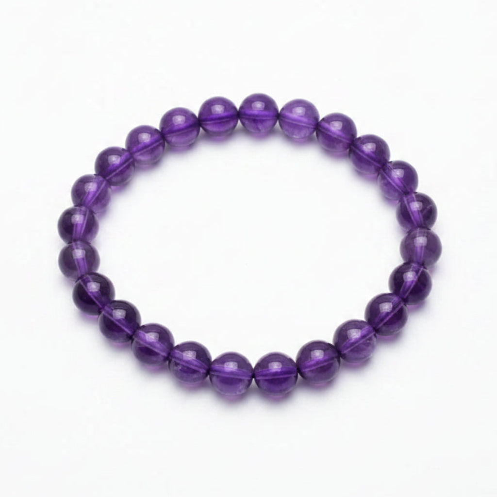 Purple Amethyst Round Beads Bracelet for Happiness - MysticPavilion