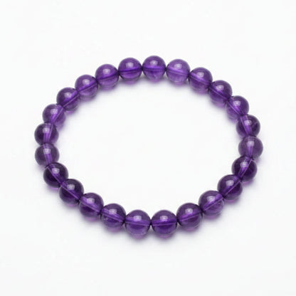 Purple Amethyst Round Beads Bracelet for Happiness - MysticPavilion