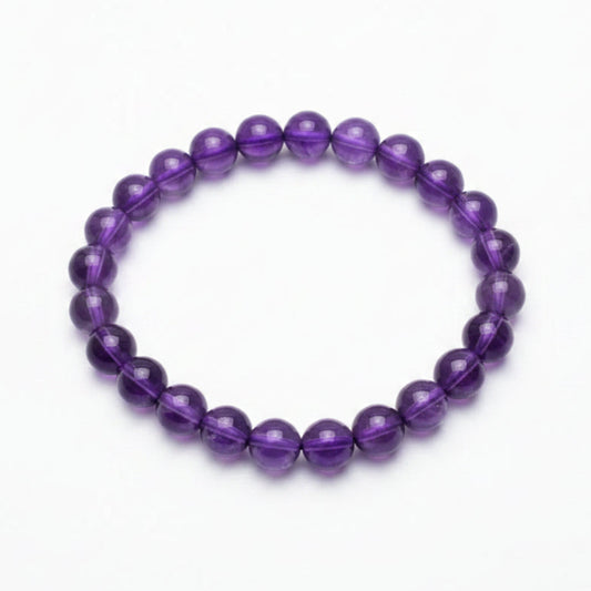 Purple Amethyst Round Beads Bracelet for Happiness - MysticPavilion