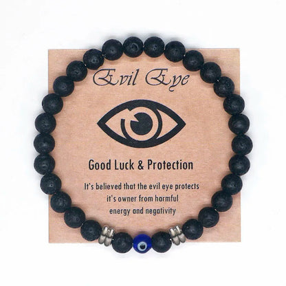 Tiger Eye Beaded Blue Evil Eye Bracelet For Protection & Strength - MysticPavilion