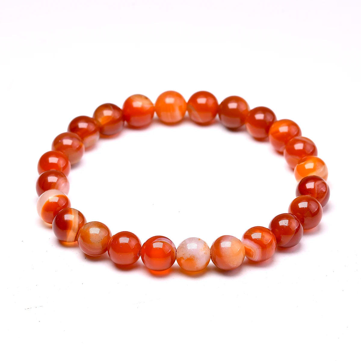Red Carnelian Round Stones Beads Bracelet For Creativity - MysticPavilion