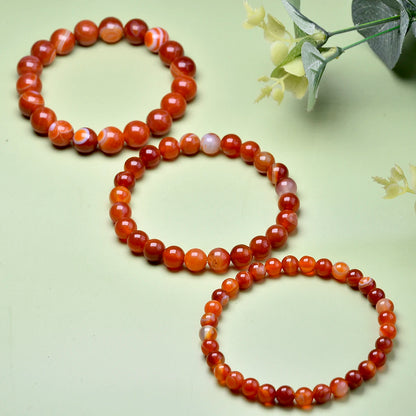 Red Carnelian Round Stones Beads Bracelet For Creativity - MysticPavilion