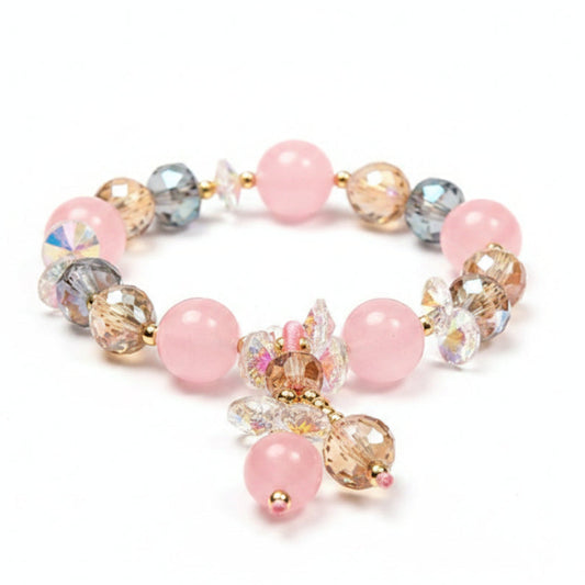 1Pc Amethyst & Rose Quartz Beaded Bracelet for Love & Healing - MysticPavilion