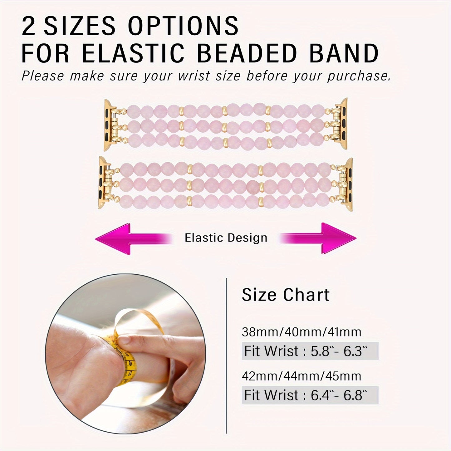 Boho Rose Quartz Beaded Bracelet for Apple Watch - MysticPavilion