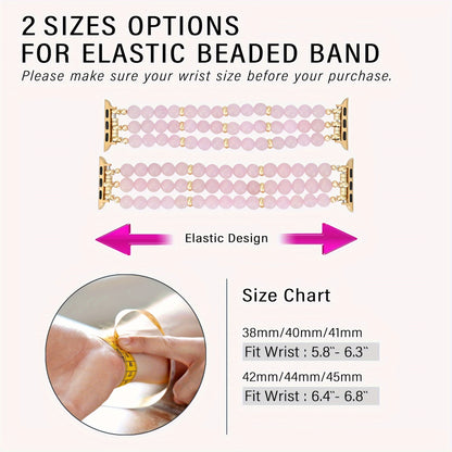 Boho Rose Quartz Beaded Bracelet for Apple Watch - MysticPavilion