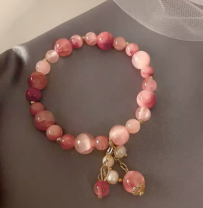 Pink Opal Triple Power Love Charm Bracelet